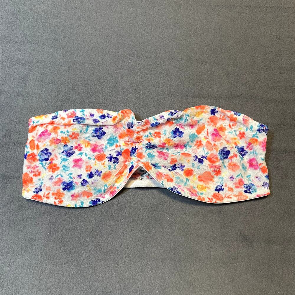 Victoria's Secret PINK Floral Lace Bandeau Bralette Womens Medium White